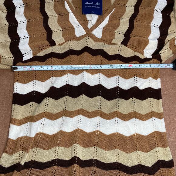 Y2k Absolutely Creative Striped Lightweight Babydoll Sweater Boho Indie Large - Picture 7 of 9
